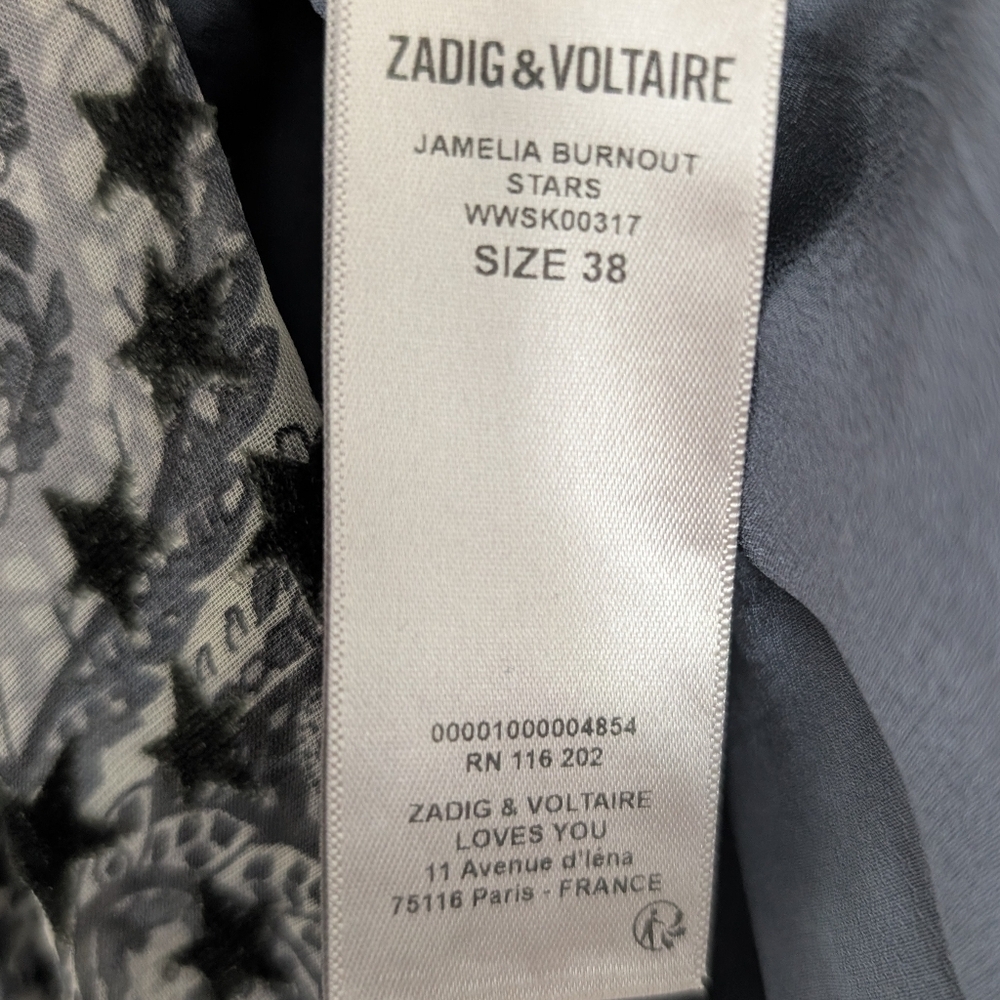 Zadig & Voltaire Jamelia Burnout Stars Skirt Fairy Designer Whimsigoth Size 38 - Picture 9 of 13